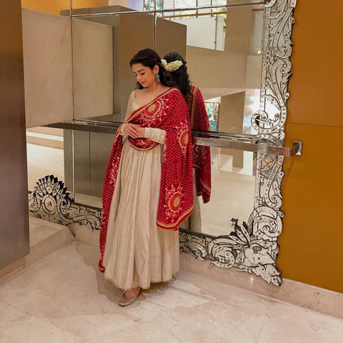 Fully Flair White Color Gown With Digital Printed Dupatta