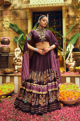 Designer Teal Blue Rayon With Foil Print Lehenga Choli