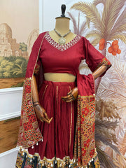 Designer Teal Blue Rayon With Foil Print Lehenga Choli