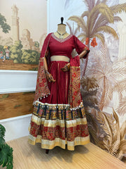 Designer Teal Blue Rayon With Foil Print Lehenga Choli