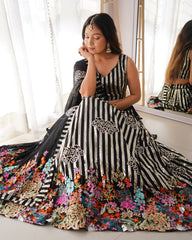 Marvelous Black Georgette Thread Work Lehenga Choli