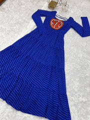 Royal Blue Color Georgette Laheriya Print Navratri Gown