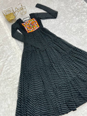 Black Color Georgette Laheriya Print Navratri Gown