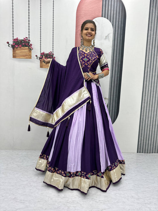 Navratri Special Marvelous Purple Cotton Ribbon Work Lehenga Choli