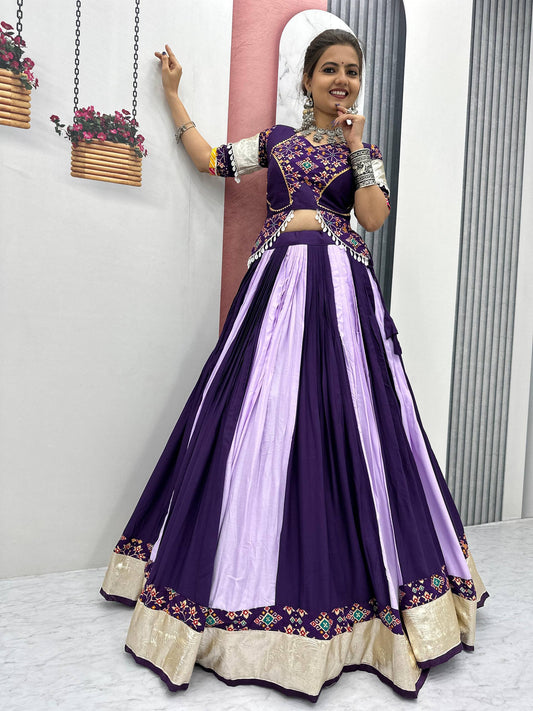 Navratri Special Marvelous Purple Cotton Ribbon Work Lehenga Choli