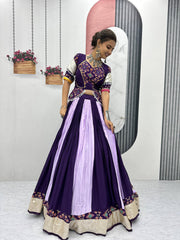 Navratri Special Marvelous Purple Cotton Ribbon Work Lehenga Choli
