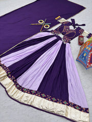 Navratri Special Marvelous Purple Cotton Ribbon Work Lehenga Choli