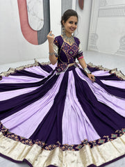 Navratri Special Marvelous Purple Cotton Ribbon Work Lehenga Choli