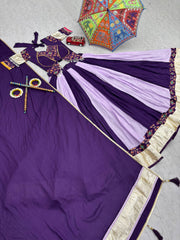 Navratri Special Marvelous Purple Cotton Ribbon Work Lehenga Choli