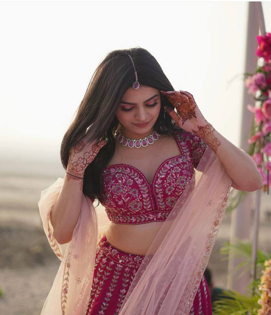 Pink Color Marriage Special Heavy Work Lehenga Set