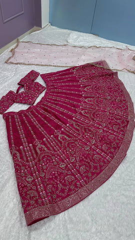 Pink Color Marriage Special Heavy Work Lehenga Set