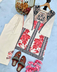 Printed Beige Color Full Stitched Co-ord Set