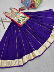 Navratri Special Gamthi With Mirror Work Purple Color Lehenga Choli