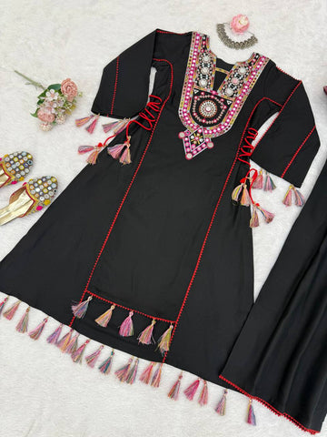 Marvelous White Reyon Thread Work Palazzo Suit