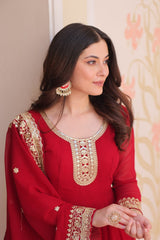Marron Color Georgette Sequence With Embroidered Gown