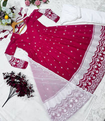 Stylish Pink Blooming Embroidery Gown