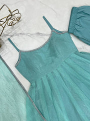 Fully Flaired Sky Blue Color Graceful Anarkali Gown
