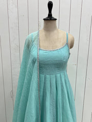 Fully Flaired Sky Blue Color Graceful Anarkali Gown