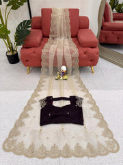 Pretty Cream Organza with Coding Work Saree
