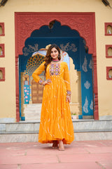 Ravishing Green Georgette Kutchi Patchework Gown