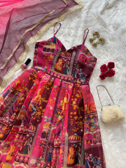 Trendy Multi Pink color Organza Silk Anarkali Gown
