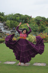 Gorgeous Navy Blue Reyon Embroidered Gown