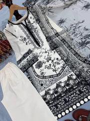 Glorious White Satin Digital Print Co-Ord Set