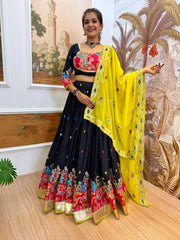 Gorgeous Black Rayon Embroidery Work Lehenga Choli