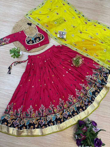 Gorgeous Black Rayon Embroidery Work Lehenga Choli