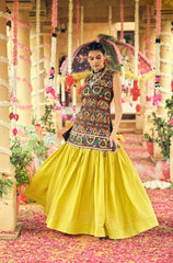 Attractive Black Rayon Ribbon Work Lehenga Choli For Navratri