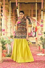 Attractive Black Rayon Ribbon Work Lehenga Choli For Navratri