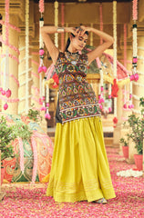 Attractive Black Rayon Ribbon Work Lehenga Choli For Navratri