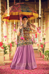 Attractive Black Rayon Ribbon Work Lehenga Choli For Navratri