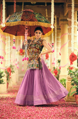 Attractive Black Rayon Ribbon Work Lehenga Choli For Navratri