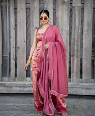 Ravishing Pink Fendy Silk Sequence Work Farshi Suit