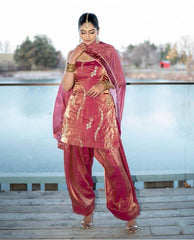 Ravishing Pink Fendy Silk Sequence Work Farshi Suit