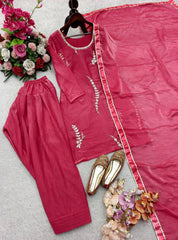 Ravishing Pink Fendy Silk Sequence Work Farshi Suit