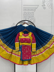 Alluring Yellow Cotton Embroidery Work Lehenga Choli For Navratri