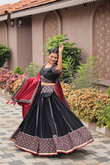 Ravishing Black Cotton Mirror Work Lehenga Choli