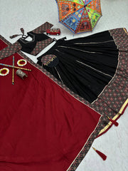 Ravishing Black Cotton Mirror Work Lehenga Choli