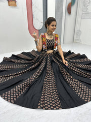 Gorgeous Brown Cotton Ajrakh Print Lehenga Choli For Navratri