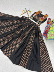 Gorgeous Brown Cotton Ajrakh Print Lehenga Choli For Navratri