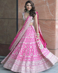 Exclusive Pink Georgette Thread Work Lehenga Choli