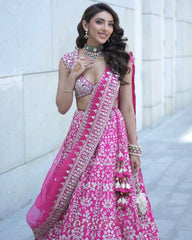 Exclusive Pink Georgette Thread Work Lehenga Choli