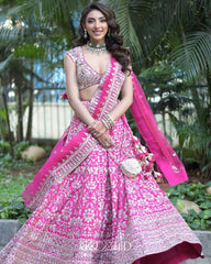 Exclusive Pink Georgette Thread Work Lehenga Choli