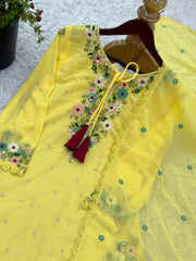Flattering Yellow Color Sequence Work Punjabi Suit