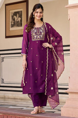 Alluring Teal Blue Rayon Embroidery Suit