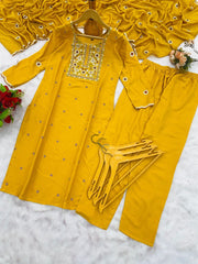 Alluring Teal Blue Rayon Embroidery Suit