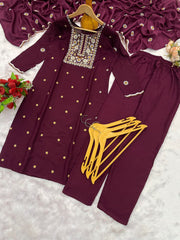 Alluring Teal Blue Rayon Embroidery Suit