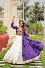 Navratri Special Awesome Purple Color Gamthi Work Lehenga Choli